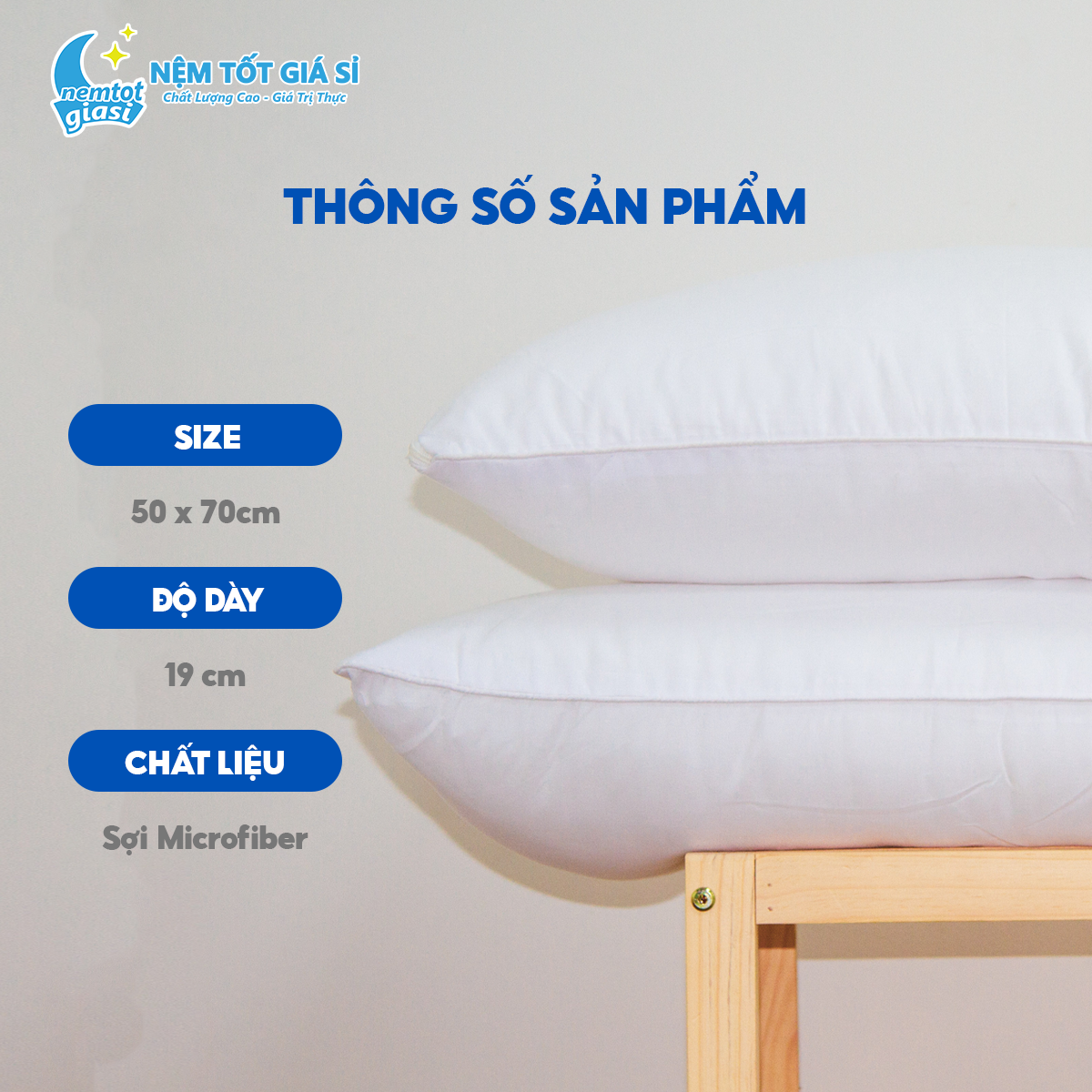Nệm Tốt Giá Sỉ - Gối Gòn Ép Hơi 4